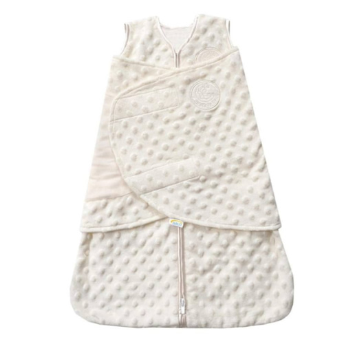 HALO Sleepsack Swaddle, 3-Way Adjustable Swaddle Blanket, TOG 3.0, Velboa Plush Dots, Cream, Newborn, 0-3 Months