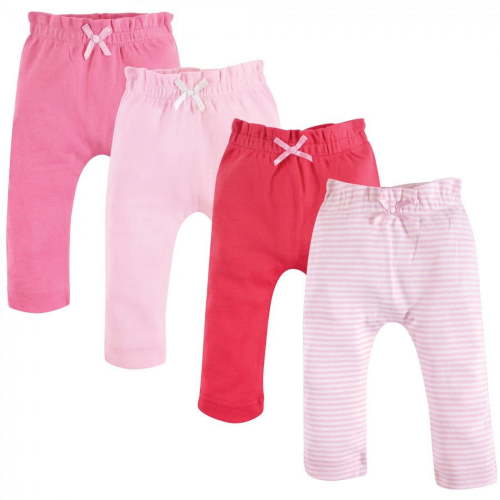Touched by Nature Baby and Toddler Girl Organic Cotton Pants 4pk, Lt. Pink Coral, 0-3 Months
