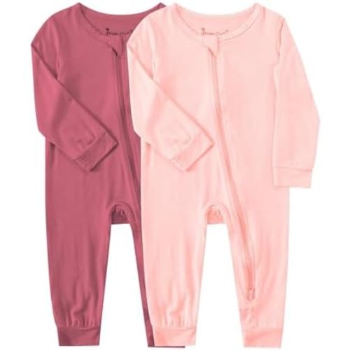 Jimonda Baby Footless Pajamas Boys Girls Bamboo Sleepers 2-Way Zipper Jumpsuits Unisex Long Sleeve Romper