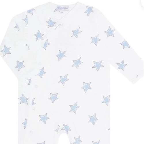 Blue Stars Print Crossover Footie