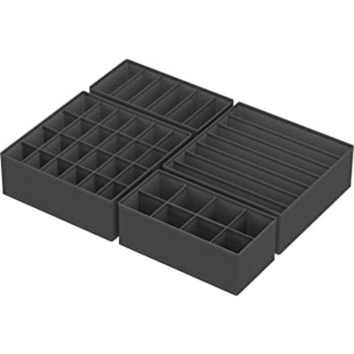Simple Houseware Closet Underwear Organizer Drawer Divider 4 Set, Dark Grey