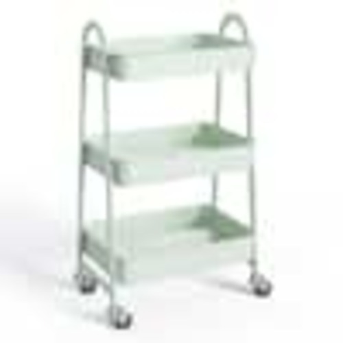 Tileon 3-Tier Small Rolling Cart, Metal Utility Storage Organizer Kitchen Trolley Bathroom Laundry Room Bar Shelves in Green WYHDRA773