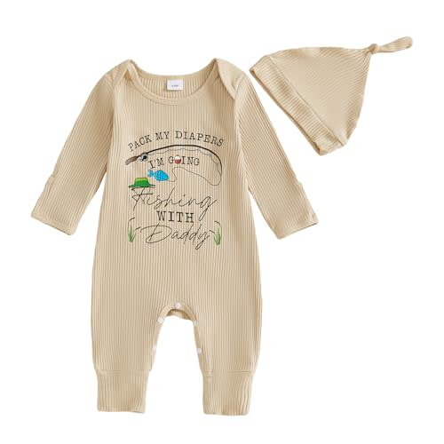 YOKJZJD Pack My Diapers I'm Going Fishing/Firefighter/Hunting With Daddy Newborn Baby Boy Girl Knitted Romper Fall Outfits