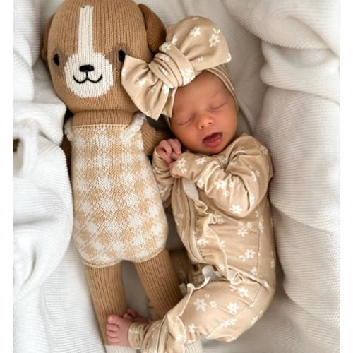 Frill Zip Romper | Neutral Daisy