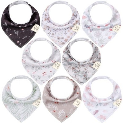 8pk Organic Baby Bandana Bibs, Baby Drool Bibs for Baby Boy, Girl, Baby Bibs for Infant, Newborn, Color: Bloom