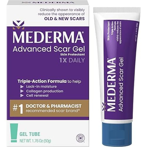 Mederma Advanced Scar Gel, Treats Old and New Scars, Reduces the Appearance of Scars from Acne, Stitches, Burns and More, 50 Grams
