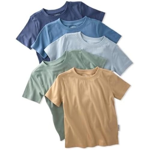 Butterblu Taylor 5-Pack Toddler Short Sleeve T-Shirts 100% Organic Cotton for Toddler Boys and Girls