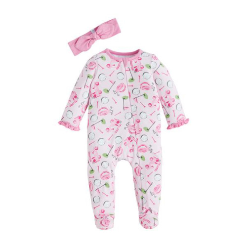 Pink Golf Bamboo Sleeper Set for 0-3M Babies | Mud Pie