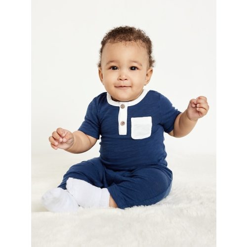 Short-Sleeve Slub-Knit Henley One-Piece for Baby | Old Navy