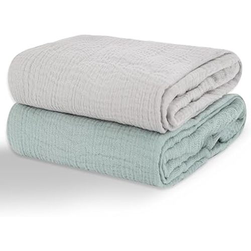 Muslin Swaddle Blankets for Newborns, 2 Pack 100% Cotton Receiving Blankets, Soft and Breathable Baby Swaddles, Large 40 x 40 Inches, Baby Essentials for Boys and Girls, Shower Gift