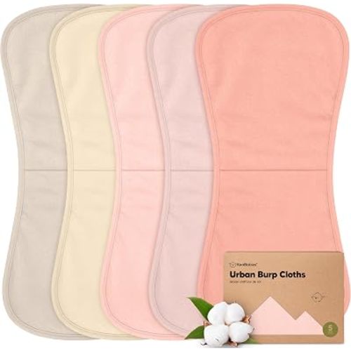 Organic Burp Cloths Baby Boy & Girl, 5-pack Cotton Burp Rags (Sweet Charm)