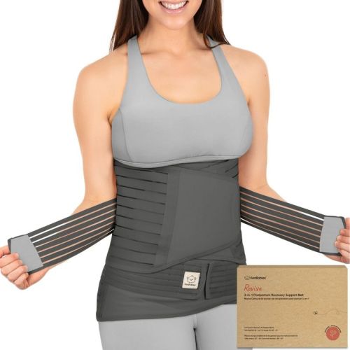 Revive 3 in 1 Postpartum Belly Band Wrap, Post Partum Recovery, Postpartum Waist Binder Shapewear (Mystic Gray, Medium/Large)