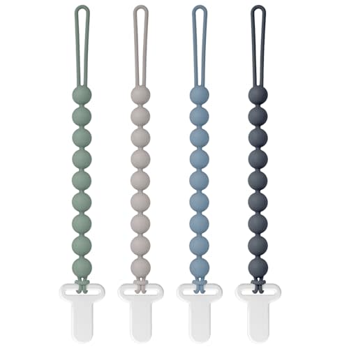 Easter Pacifier Clips Silicone, 4-Pack Pacifier Holder Clip with Stylish Round Design, 100% Food Grade Silicone, Safe Essentials for Newborns Baby Boys and Girls