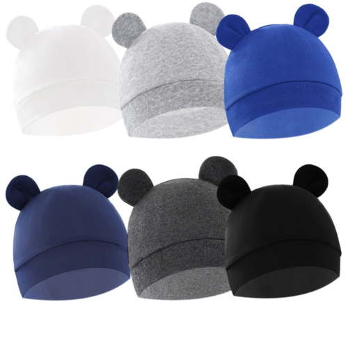 Uccdo 6 Pack Baby Soft Beanies Caps with Stand Ears, Newborn Baby Boys Girls Cotton Hats, 0-6 Months