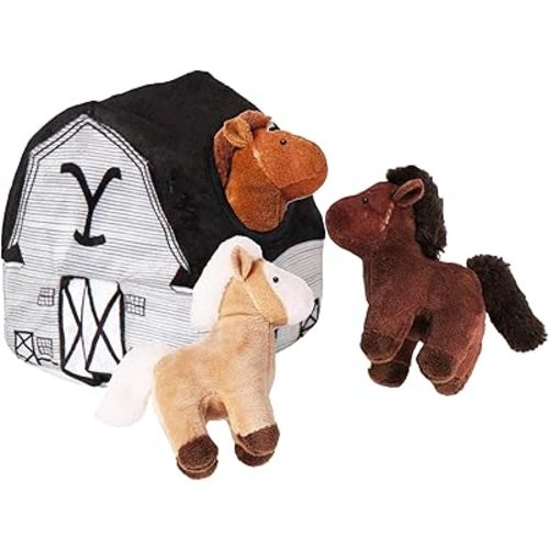 Official Yellowstone Merchandise | Indoor Dog Toy Bundle Variety Gift Set | Nesting Barn with Horses | Fun Playtime for Yellowstone Fans