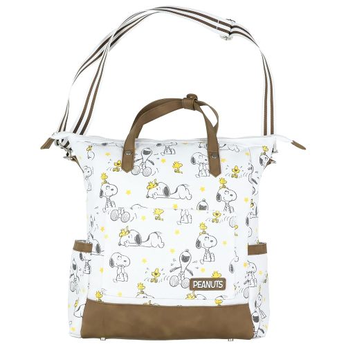 INTIMO Peanuts Convertible Totepack Snoopy and Woodstock Backpack with Carrying Handles and Shoulder Strap Faux Leather Bottom Bag