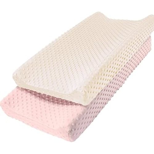Owlowla Changing Pad Cover,Soft Minky Dots Changing Table Sheets for Baby Boy and Girl 2Pack (Pink&Cream)