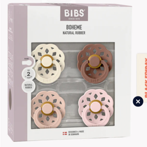 Boheme Pacifiers 4 Pack Size 1- Ivory/Blush/Woodchuck/Blossom