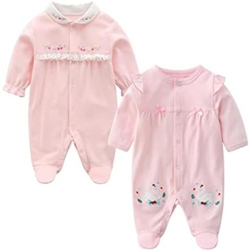 Infant Snug Romper with Cute Cartoon Print 2Pack Cotton Jumpsuit for DailyWear