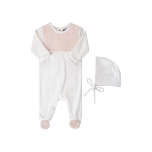 Chevron Footie & Bonnet Set, 3-6M