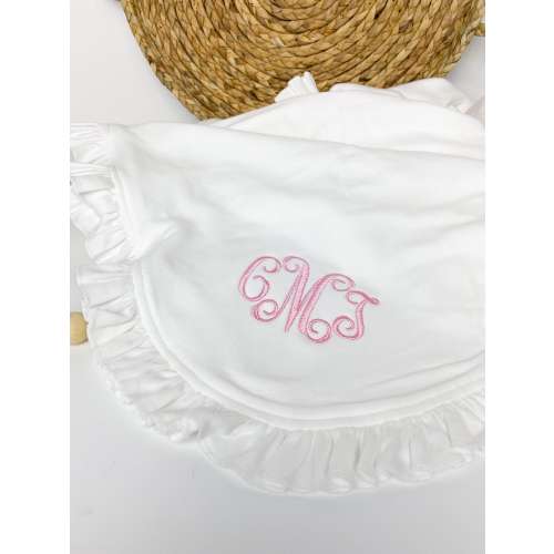 Personalized Ruffled Baby Blanket, Custom Monogrammed Shower Gift