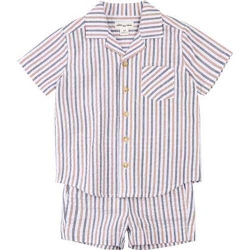 9 months Stripe Organic Cotton Seersucker Button-Up Shirt & Shorts Set