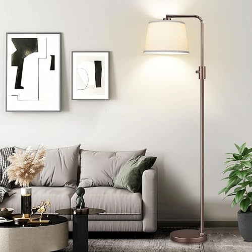 Dimmable Floor Lamp, 1000 Lumens LED Edison Bulb Included, Modern Arc Standing Tall Brown Floor Lamp for Living Room Bedroom Office Dining Room