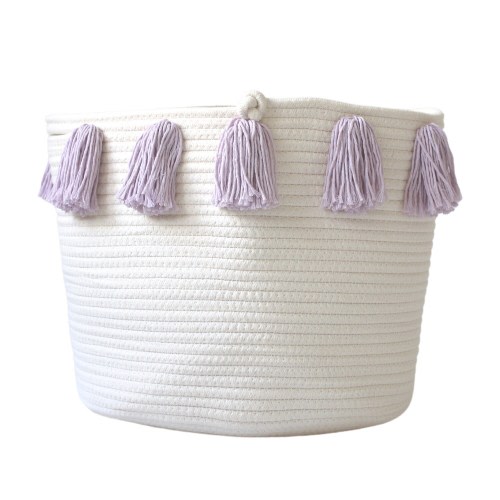 Lilac Tassel Basket - Storage Rope Basket - Lilac, Purple, Baby girl - Nursery Decor, Home Organization - Playroom, lavender. Baby Room