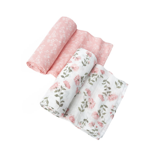Modern Moments by Gerber Gender Neutral Ultra Soft Swaddle Blankets, 2-Pack, Pink Floral