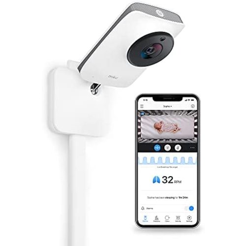 Miku Pro Contact-Free Breathing & Sleep Tracking Monitor - Real-Time Smart Baby Monitor & Wall Mount - HD Video Baby Monitor with Camera & Audio, Night Vision, Humidity & Temperature - Two-Way Talk