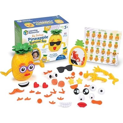 Learning Resources Big Feelings Pineapple Deluxe Set, Social Emotional Toys for Toddlers, Sensory Toys for Autistic Children, Speech Therapy Materials, 50 Pieces, Ages 3+