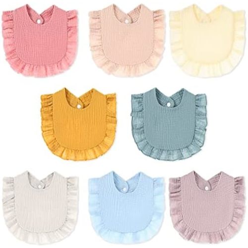 Baby Bibs Muslin Bibs 8 Pack for Drooling and Teething for Unisex Girls Boys