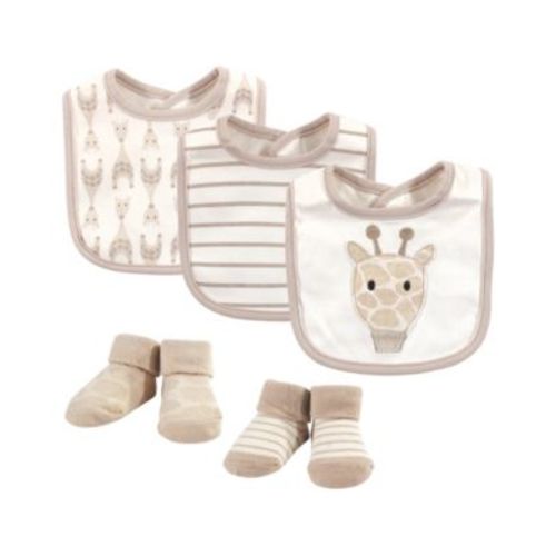 Infant Cotton Bib and Sock Set 5pk, Giraffe, One Size