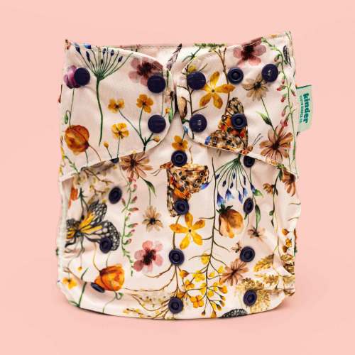 Floral: Essentials Pocket Cloth Diaper with Athletic Wicking Jersey, Grows with your Baby