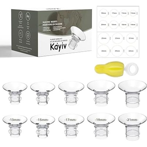 10PCS Flange Sizing Kit 13/15/17/19/21mm for Momcozy M5/M6/M9/S9 Pro/S12 Pro/V1 Pro/Medela/Spectra/Lansinoh/Elvie/Eufy 24mm Flange/Shield, Silicone Flange Inserts Replacement Kit