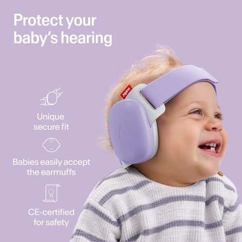 Alpine Muffy Baby Comfort - Protects Hearing for Babies and Toddlers - CE & ANSI Certified - Unique Headband for Safe fit & Comfort, Multi-adjustable for Ages 3-48 Months, 24dB Sound Reduction, Purple