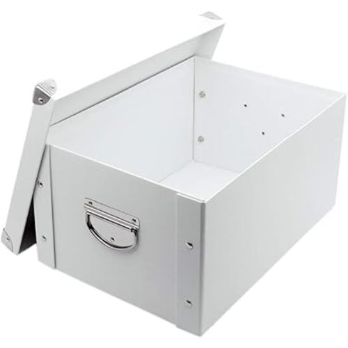 GUOZI Collapsible Storage Box, Decorative Memory Box with Lid & Metal Reinforced Corners, Cardboard File Bin with Handles, Organizer Gift Box for Keepsake Toy Photos Office Nursery Wardrobe Bookshelf