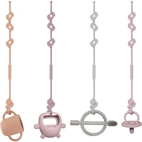 4 Pack Toy Straps for Baby, Toy Safety Straps, Silicone Adjustable Baby Pacifier Teether Straps,Can Be Used for Teethers, Feeding Bottles, Toys, Baby Cribs, High Chairs