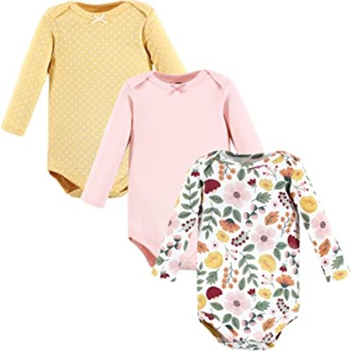 Hudson Baby baby-girls Cotton Long-sleeve Bodysuits 3-pack