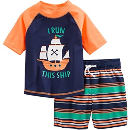 Simple Joys by Carter's Toddlers and Baby Boys' Swimsuit Trunk and Rashguard Set