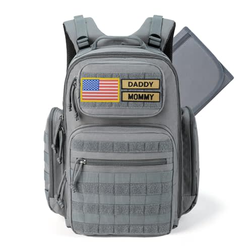 MIRACOL Outdoor Military Diaper Backpack: Dad-Approved Baby Bag with Insulated Pockets & Foldable Changing Mat - Lightweight Essentials for Hiking Camping Outdoor Adventures