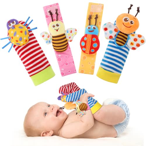 Bloobloomax Baby Rattles Toys for 0-12 Month, Infant Girl Boy Toys for Babies 3-6 Months, Newborn Hand & Foot Toys for 0 to 9 Months, Baby Shower Gifts Set with Wrist Rattle Socks