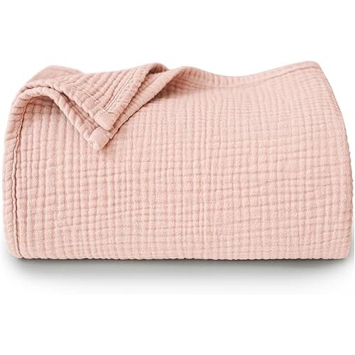 Muslin Baby Blanket for Boys and Girls, Cotton Receiving Swaddle Crib Blanket for Neutral Newborn - Soft & Breathable Baby Quilt (Pink)