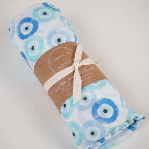 Evil Eye Bamboo/Cotton Swaddle Blanket