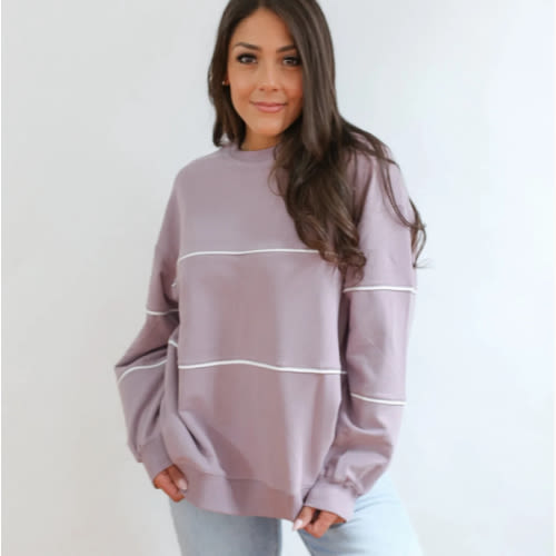 Relaxed Fit Invisible Zipper Breastfeeding Sweatshirt with Piping