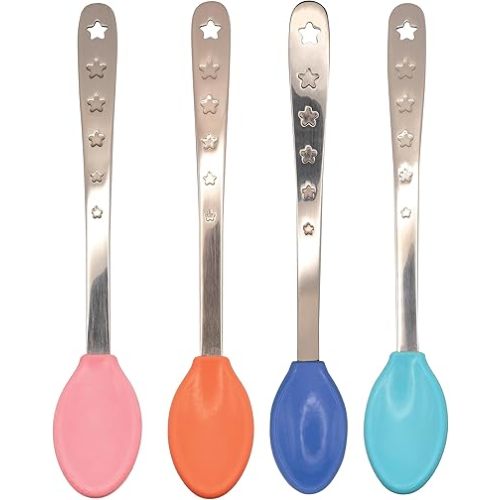 Nuby 2-in-1 Hot Safe Feeding Spoons - (4-Pack) Baby Spoons for Safe Feeding - 4+ Months