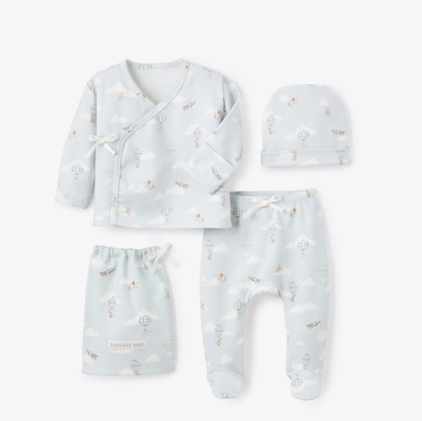 Up & Away Double Layered Cotton Layette Set – Elegant Baby