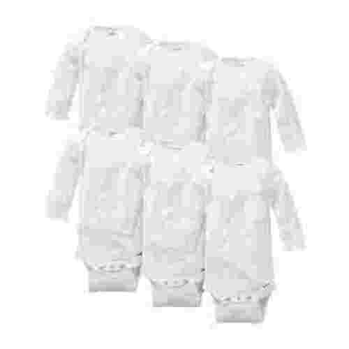 Gerber Baby Gender Neutral Long Sleeve White Onesies Bodysuits, 6-Pack, Preemie-24 Months