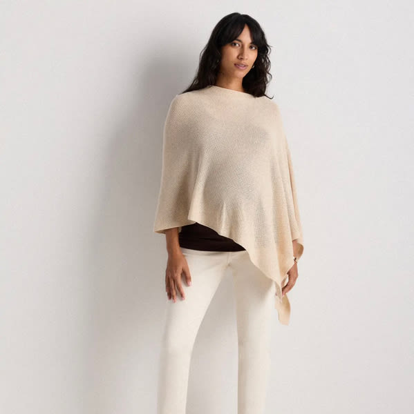 Lightweight Cotton Cashmere Nursing Shawl in Heather Oatmeal