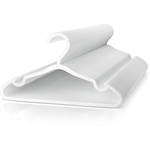 Plastic Kids Hangers - 50 Pack Baby Clothes Hangers for Closet, Toddler Hangers for Infant & Newborn Clothing, Childrens Hangers for Pants Skirts Coats (White)